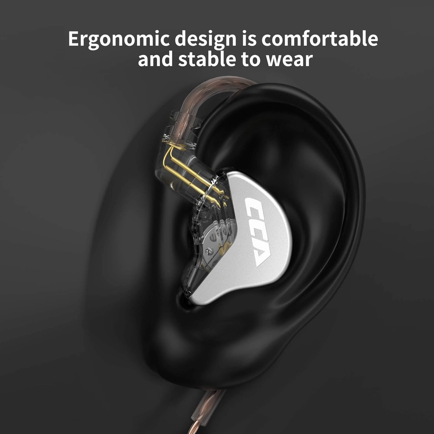 CCA CRA in Ear Monitor Headphones, Ultra-Thin Diaphragm Dynamic Driver Super Bass Clear Sound Gaming Earbuds Wired IEM Earphones with Detachable IEM Cable for Singer Musician DJ Stage Church (White)
