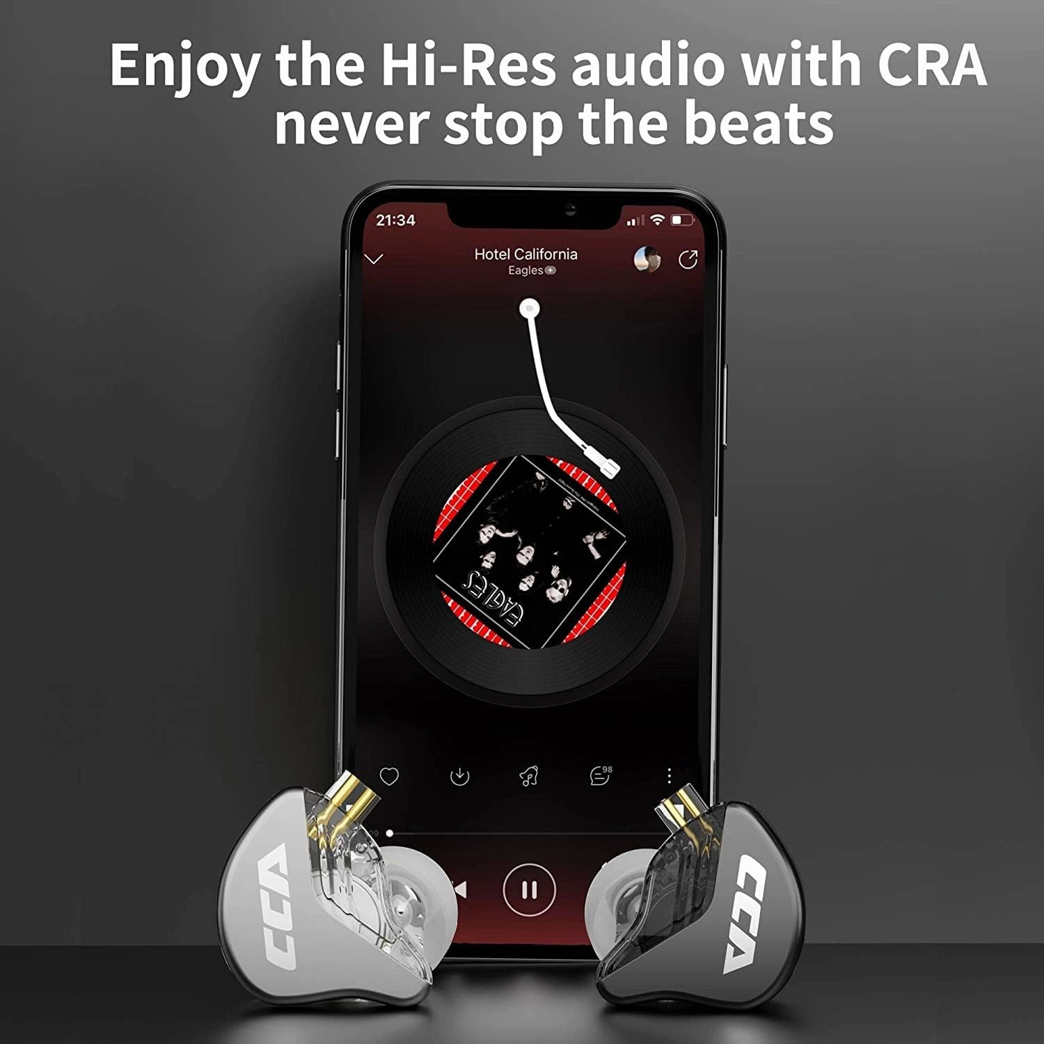 CCA CRA in Ear Monitor Headphones, Ultra-Thin Diaphragm Dynamic Driver Super Bass Clear Sound Gaming Earbuds Wired IEM Earphones with Detachable IEM Cable for Singer Musician DJ Stage Church (White)