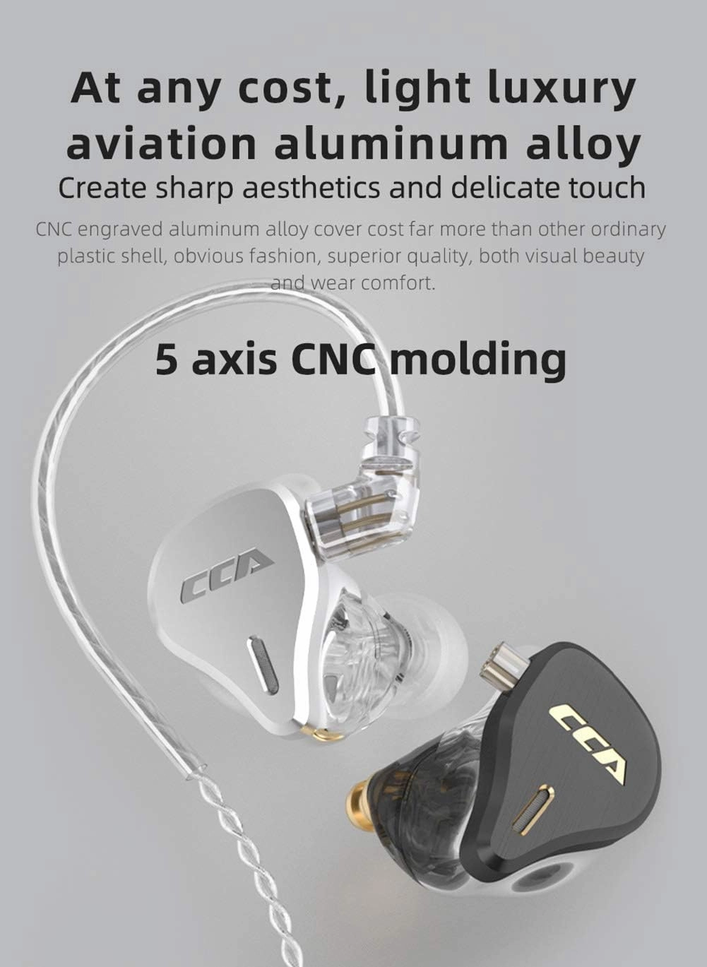 CCA CS16 in-Ear Monitors, 16BA Reference HiFi Stereo IEM Wired Earphones/Earbuds/Headphones with Detachable Cable 2Pin for Musician Audiophile (with Mic, Silver)