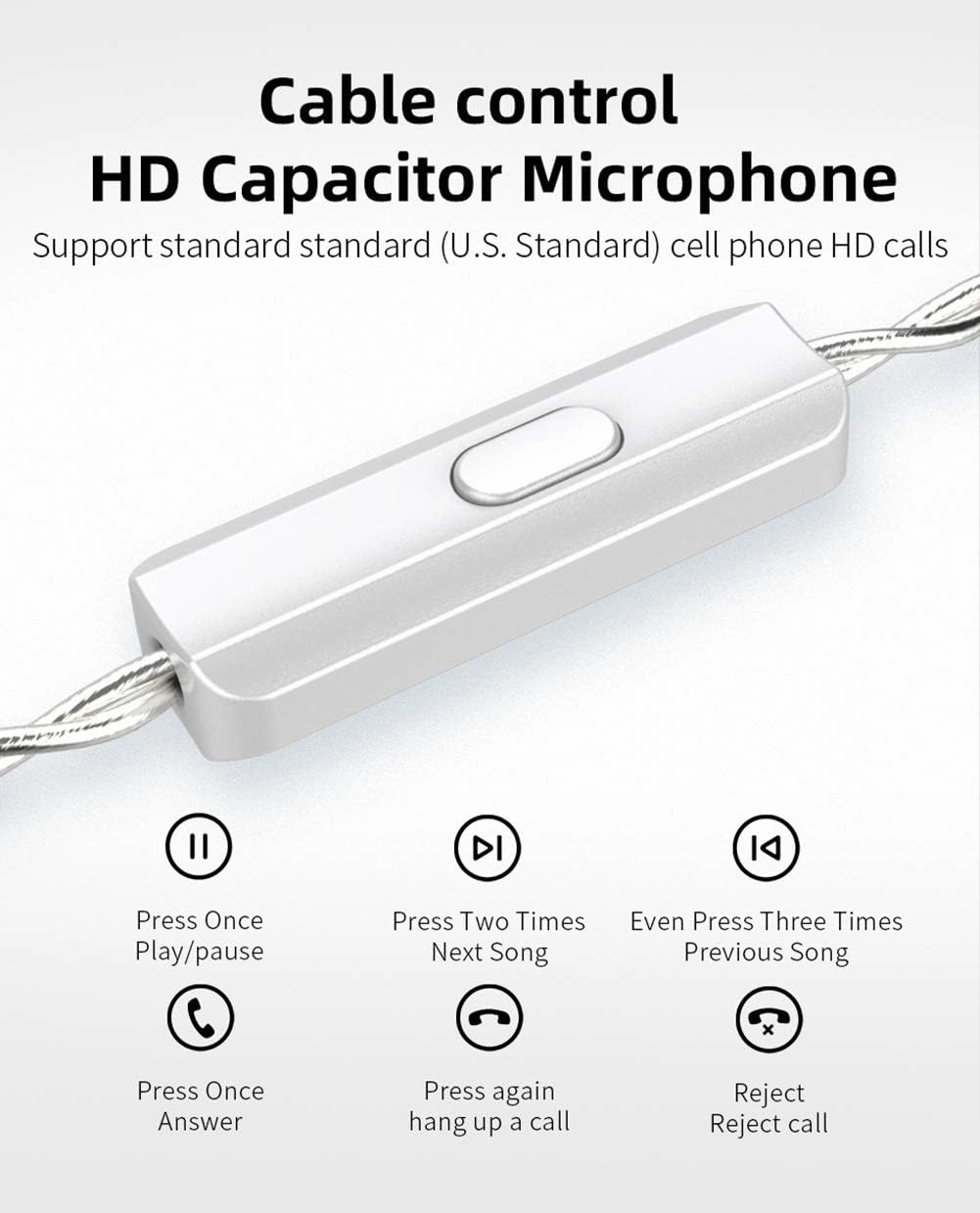 CCA CS16 in-Ear Monitors, 16BA Reference HiFi Stereo IEM Wired Earphones/Earbuds/Headphones with Detachable Cable 2Pin for Musician Audiophile (with Mic, Silver)