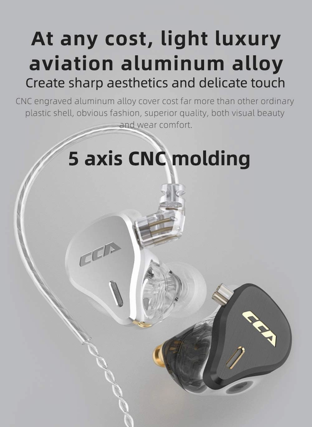 CCA CS16 in-Ear Monitors, 16BA Reference HiFi Stereo IEM Wired Earphones/Earbuds/Headphones with Detachable Cable 2Pin for Musician Audiophile (Without Mic, Black)