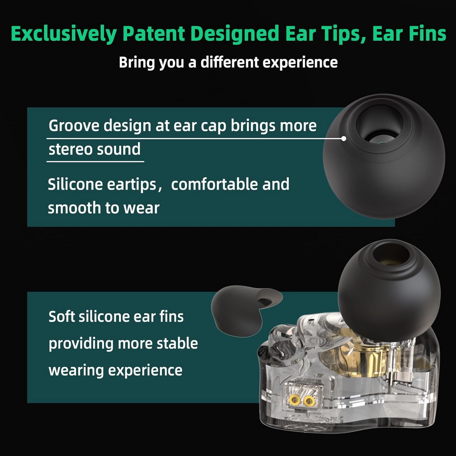 CCZ BC01 Pro in ear Monitors, 1BA 1DD Hybrid Driver iems for Gaming Singers, Professional HiFi Stereo iem Earphones with Noise Canceling, Patented Eartips Earfins, Detachable 2pin Cable (Black no mic)