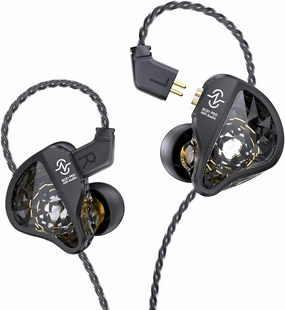 CCZ BC01 Pro in ear Monitors, 1BA 1DD Hybrid Driver iems for Gaming Singers, Professional HiFi Stereo iem Earphones with Noise Canceling, Patented Eartips Earfins, Detachable 2pin Cable (Black no mic) in-ear monitors,hi-fi IEMs,studio earphones,