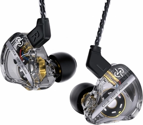 CCZ DC01 Pro in Ear Monitor Headphones, iems for Gaming, Professional Gaming Earbuds Super Bass Wired Earphones with 1DD, Patent Ear fins, Patent Ear tips, for Singers Musicians (black without mic) in-ear monitors,hi-fi IEMs,studio earphones,