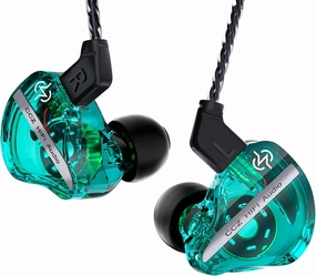 CCZ DC01 Pro in Ear Monitor, iems for Gaming, Professional Gaming Earbuds Super Bass Wired Earphones Headphones with 1DD, Patent Ear fins, Patent Ear tips, for Singers Musicians (Cyan without mic) in-ear monitors,hi-fi IEMs,studio earphones,