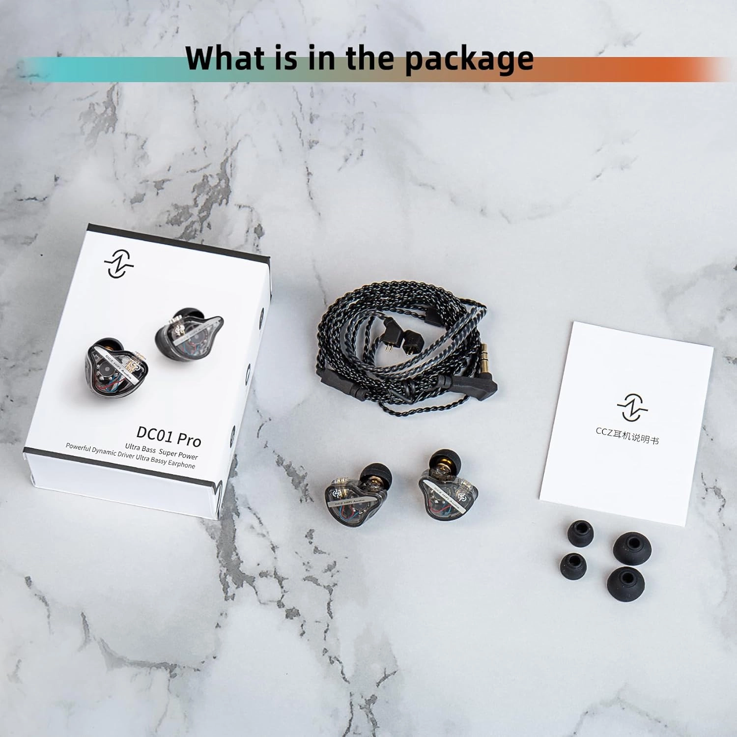 CCZ DC01 Pro in Ear Monitor, iems for Gaming, Professional Gaming Earbuds Super Bass Wired Earphones Headphones with 1DD, Patent Ear fins, Patent Ear tips, for Singers Musicians (Cyan without mic)