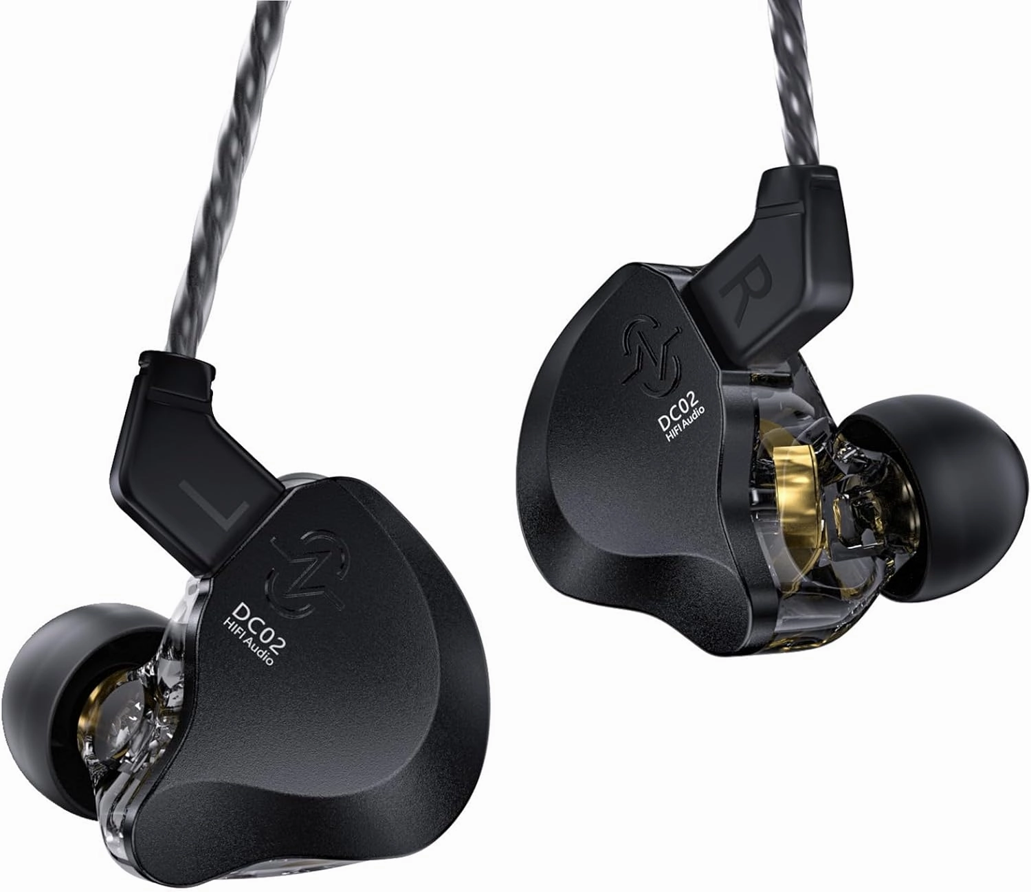 CCZ DC02 in Ear Monitors IEM Earphones without Microphone, Dual Magnetic Circuit DD HiFi Stereo Sound Wired Headphones, Noise Cancelling Ear buds, 4N OFC Cable for Musician Singer (Black, without Mic) in-ear monitors,hi-fi IEMs,studio earphones,