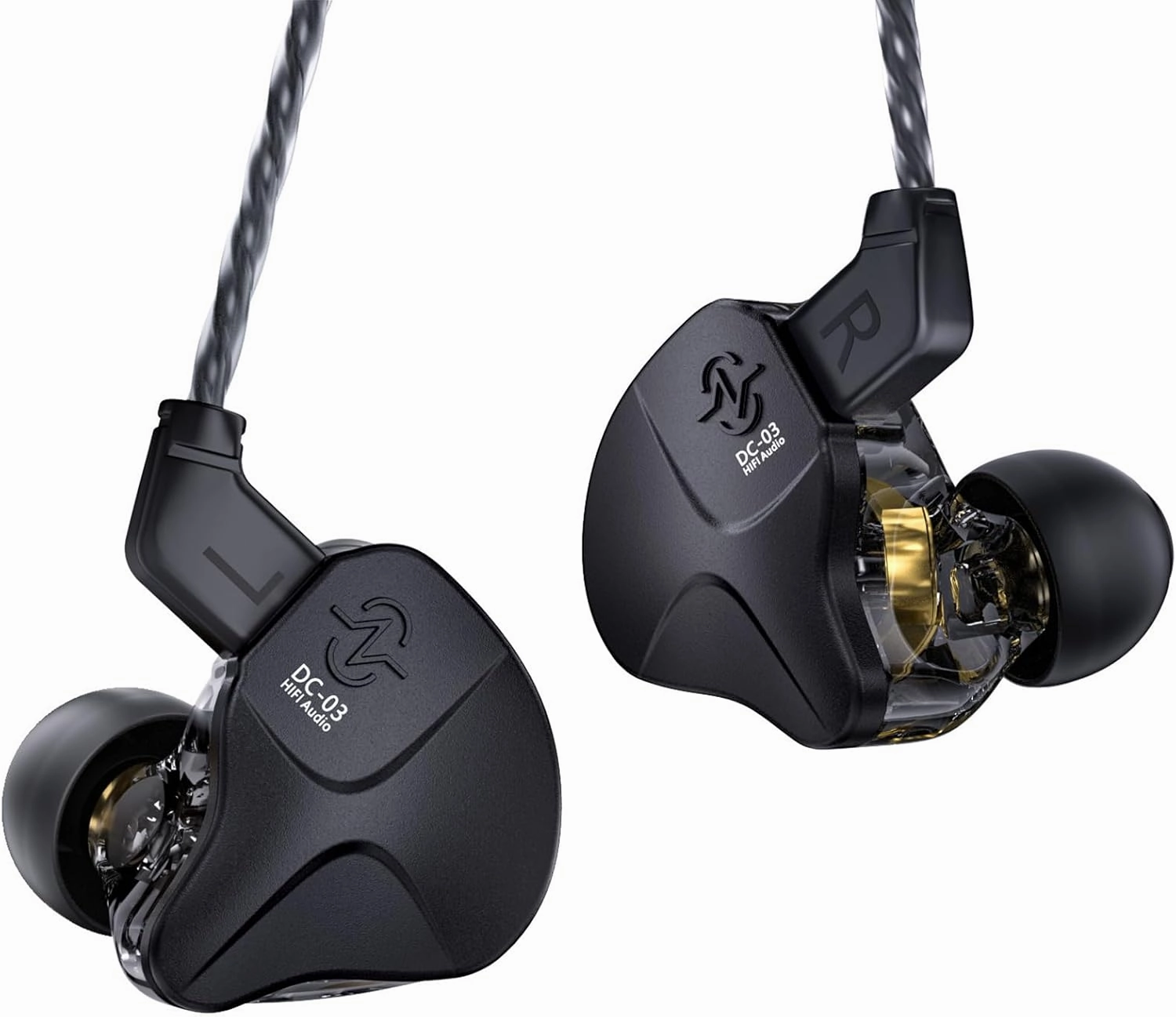 CCZ DC03 in Ear Monitor Headphones, Deep Bass Sound Wired Earbuds IEM Earphones, 1DD HiFi in Ear Headphones Noise Cancelling Ear buds, IEMs for Gaming Musician Singer Stage Calling(Black, without Mic) in-ear monitors,hi-fi IEMs,studio earphones,