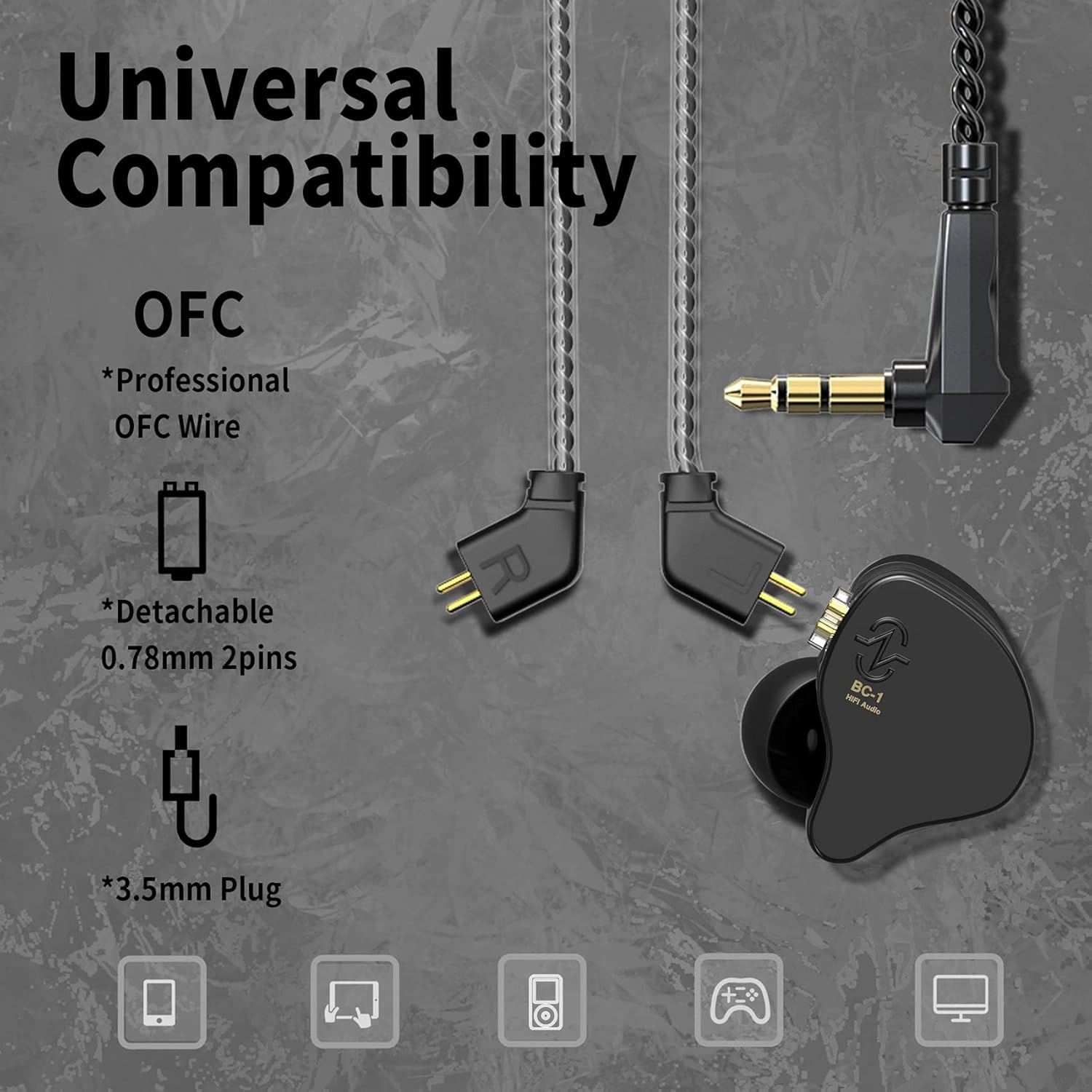 CCZ Melody in ear Headphones, HIFI 1DD 1BA Drivers in Ear Monitors, Wired Earbuds with Crisp Clear Sound Comfortable Ear fins, iem Earphones for Singers Musicians Drummer (Red, without microphone)