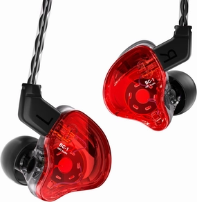 CCZ Melody in ear Headphones, HIFI 1DD 1BA Drivers in Ear Monitors, Wired Earbuds with Crisp Clear Sound Comfortable Ear fins, iem Earphones for Singers Musicians Drummer (Red, without microphone) in-ear monitors,hi-fi IEMs,studio earphones,