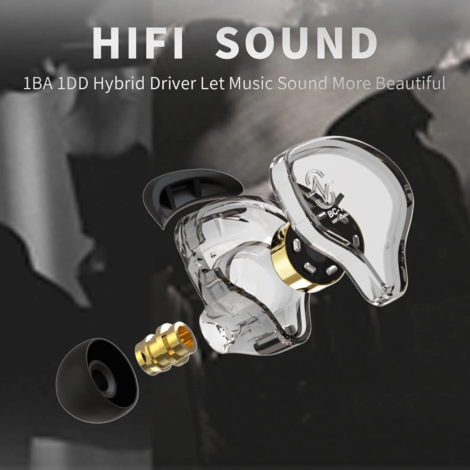 CCZ Melody inear Earphones Wired Gaming Earbuds 1DD 1BA Hybrid Drivers in-Ear Headphones iem Earbuds HIFI Bass with Ear fins, 4N OFC Cable for Drum, Studio, Editing, pc, Gaming (Green, without mic)