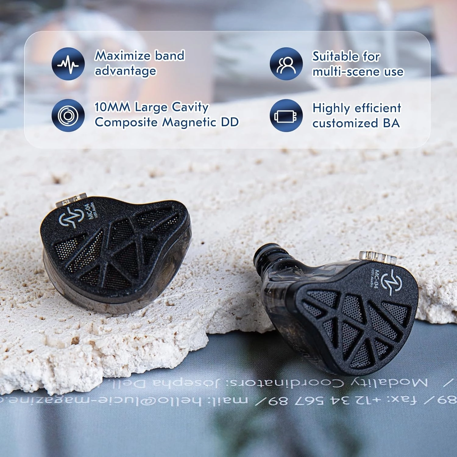 ccz Nocturne in Ear Monitors IEM Earbuds, 1DD 1BA Hybrid Driver iems for Gaming, Bass-Enhanced Wired Earbuds, in Ear Monitor Headphones Earphones for Singers Studio (no mic, Black)