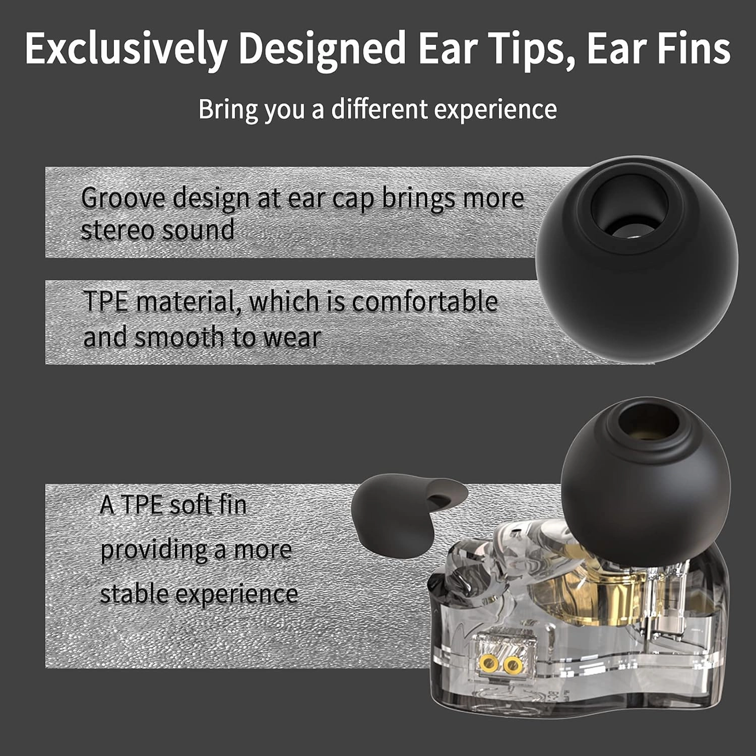 CCZ Yinyoo Melody in Ear Monitors Earphones Headphones Wired Earbuds without Microphone IEM HIFI Bass with 1DD 1BA, Ear fins, 4N OFC Cable for Musicians, Singer, on Stage, Studio (no mic, clear black)