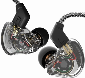 CCZ Yinyoo Melody in Ear Monitors Earphones Headphones Wired Earbuds without Microphone IEM HIFI Bass with 1DD 1BA, Ear fins, 4N OFC Cable for Musicians, Singer, on Stage, Studio (no mic, clear black) in-ear monitors,hi-fi IEMs,studio earphones,