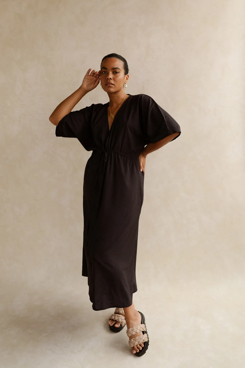 Cecile Kaftan Dress - Black