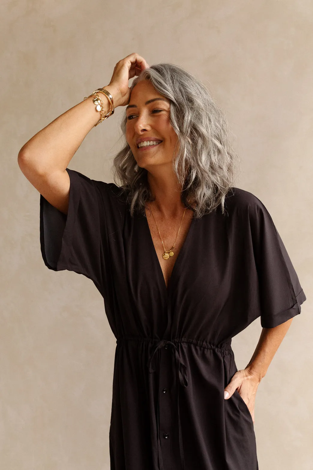 Cecile Kaftan Dress - Black
