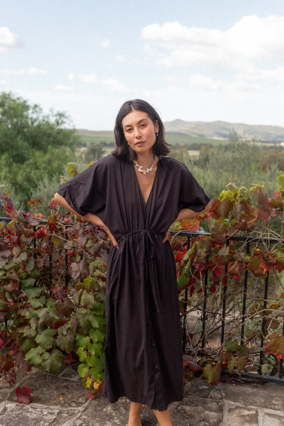 Cecile Kaftan Dress - Black