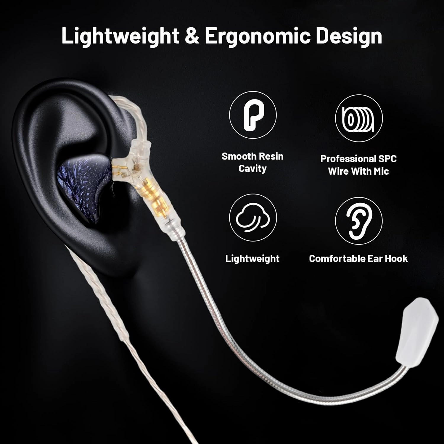 Celest WyvernBlack Pro USB C Headphone in-Ear Monitor Earphones Wired Earbuds Type C Earbuds HiFi in-Ear with Microphone,IEM Earphones with 10mm LCP Driver for iPhone 15 Pro Max Pixel 6 6a 7a 8 5