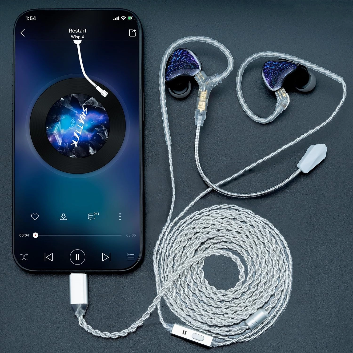 Celest WyvernBlack Pro USB C Headphone in-Ear Monitor Earphones Wired Earbuds Type C Earbuds HiFi in-Ear with Microphone,IEM Earphones with 10mm LCP Driver for iPhone 15 Pro Max Pixel 6 6a 7a 8 5