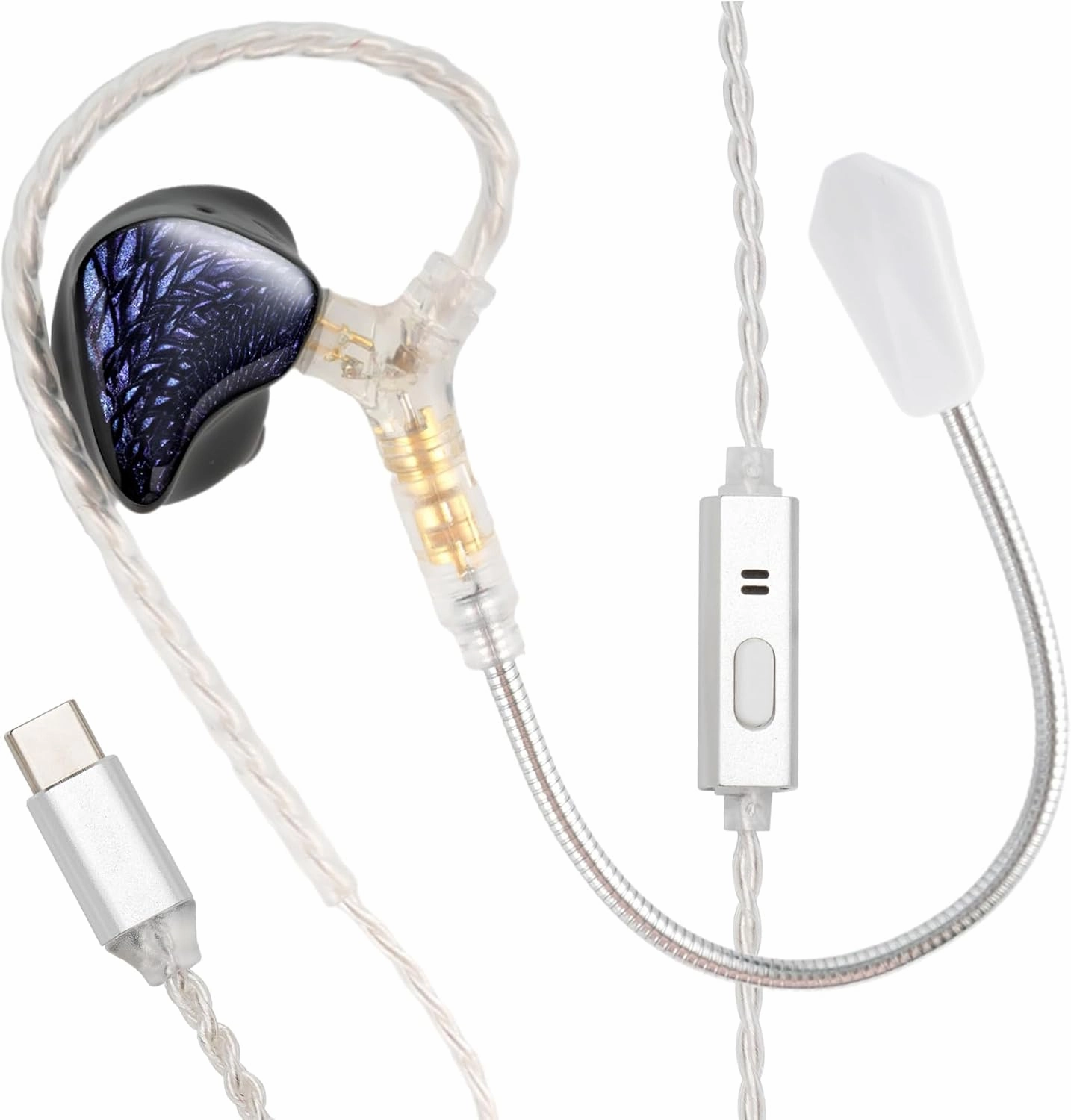 Celest WyvernBlack Pro USB C Headphone in-Ear Monitor Earphones Wired Earbuds Type C Earbuds HiFi in-Ear with Microphone,IEM Earphones with 10mm LCP Driver for iPhone 15 Pro Max Pixel 6 6a 7a 8 5 in-ear monitors,hi-fi IEMs,studio earphones,