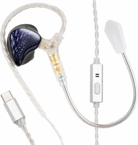 Celest WyvernBlack Pro USB C Headphone in-Ear Monitor Earphones Wired Earbuds Type C Earbuds HiFi in-Ear with Microphone,IEM Earphones with 10mm LCP Driver for iPhone 15 Pro Max Pixel 6 6a 7a 8 5 in-ear monitors,hi-fi IEMs,studio earphones,