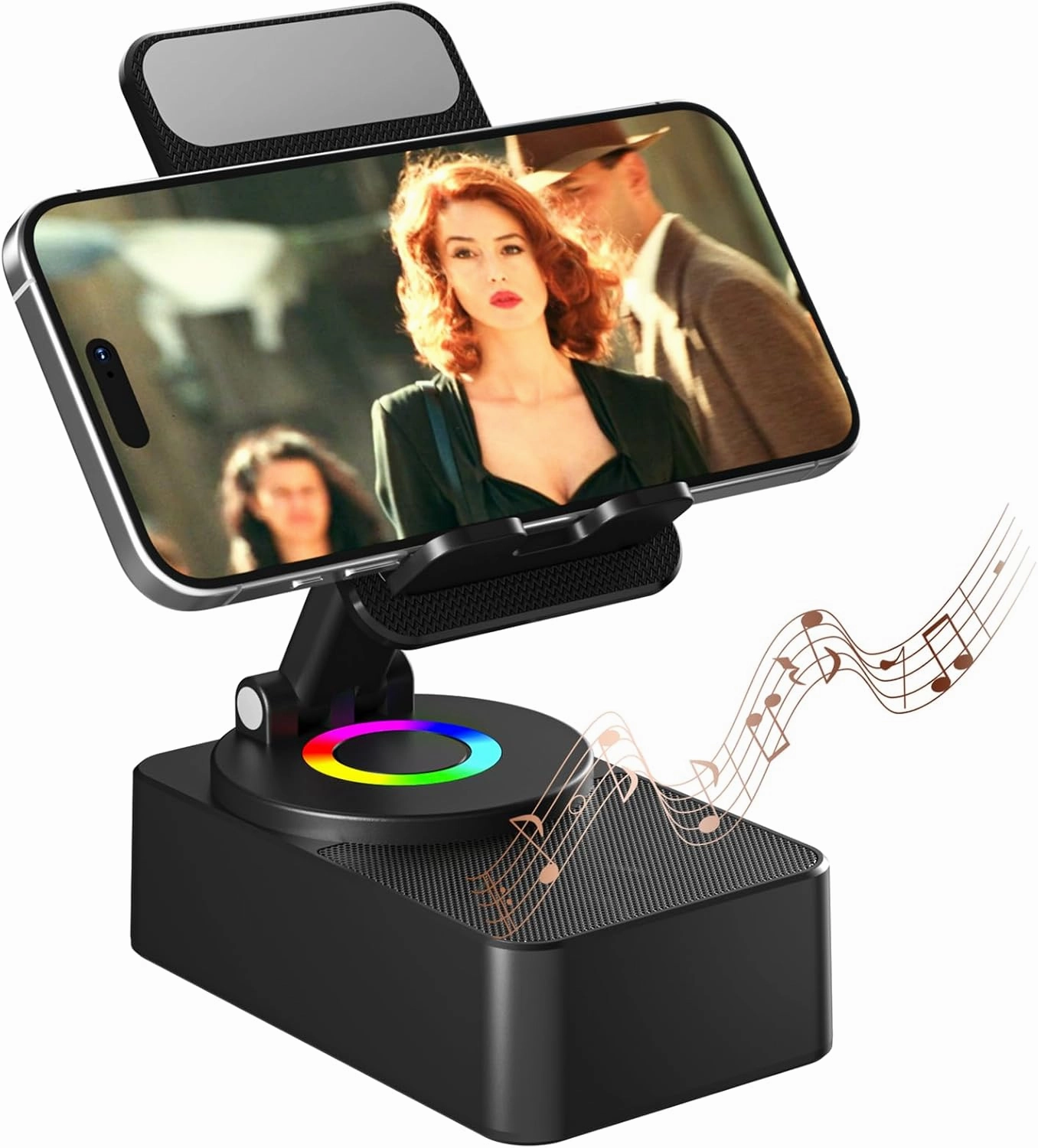 Cell Phone Stand with Wireless Bluetooth Speaker, LED, Anti-Slip Base HD Surround Sound,Perfect for Home/Outdoor with Bluetooth Speaker for Desk Compatible with iPhone/ipad/Android,Gifts for Men Women wireless speakers,portable Bluetooth speaker,multiroom 