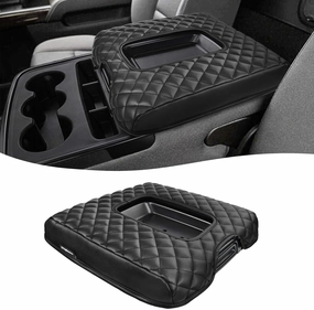 Center Console Cover for 2014-2018 Chevy Silverado & GMC Sierra 1500 2500 3500, Vinyl Leather Interior Accessories, Car Armrest Protector, Jump Seat, Anti-Scratch, Black vinyl accessories,turntable parts,record player tools,