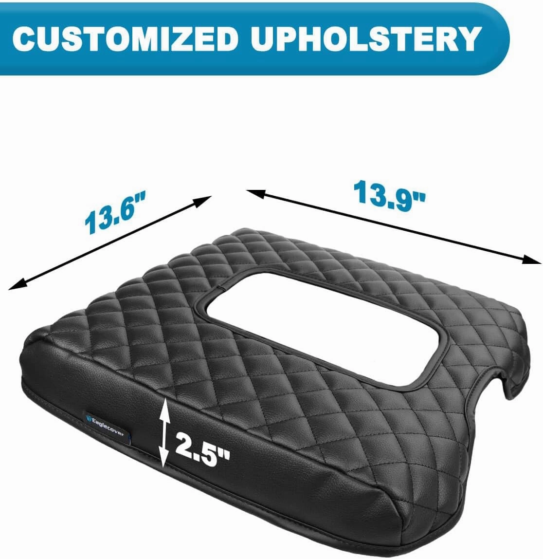 Center Console Cover for 2014-2018 Chevy Silverado & GMC Sierra 1500 2500 3500, Vinyl Leather Interior Accessories, Car Armrest Protector, Jump Seat, Anti-Scratch, Black