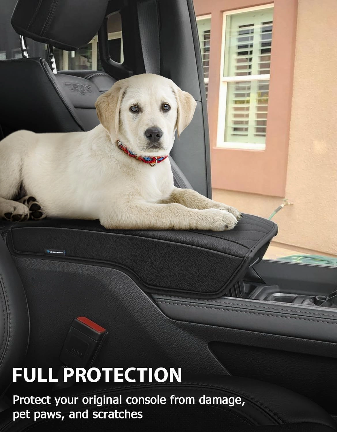 Center Console Cover for 2019-2025 Dodge RAM 1500 2500 3500 Accessories, PU Leather Middle Console Cover Pad, Floor Console Bucket Seat Only, Anti-Scratch, Black