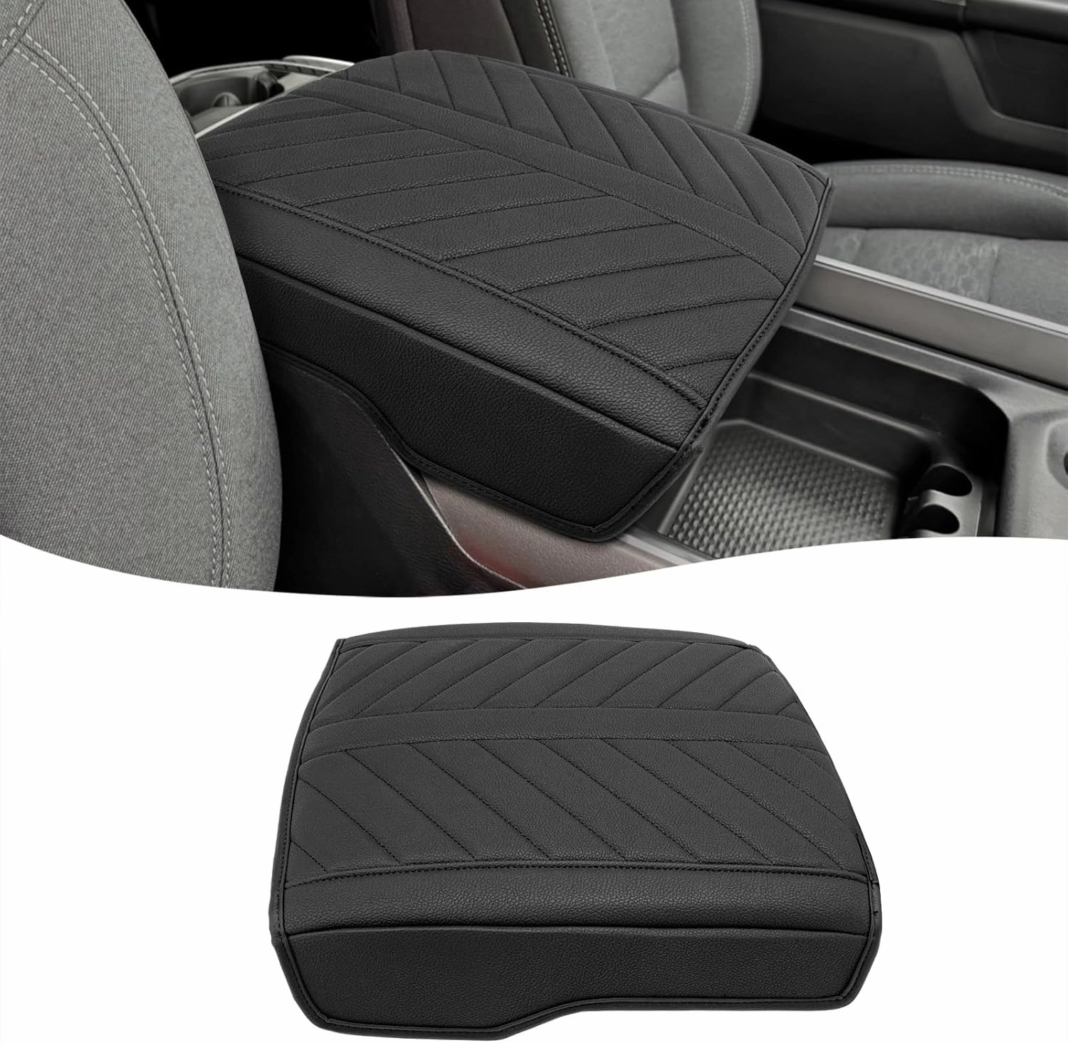 Center Console Cover for 2019-2025 Dodge RAM 1500 2500 3500 Accessories, PU Leather Middle Console Cover Pad, Floor Console Bucket Seat Only, Anti-Scratch, Black vinyl accessories,turntable parts,record player tools,