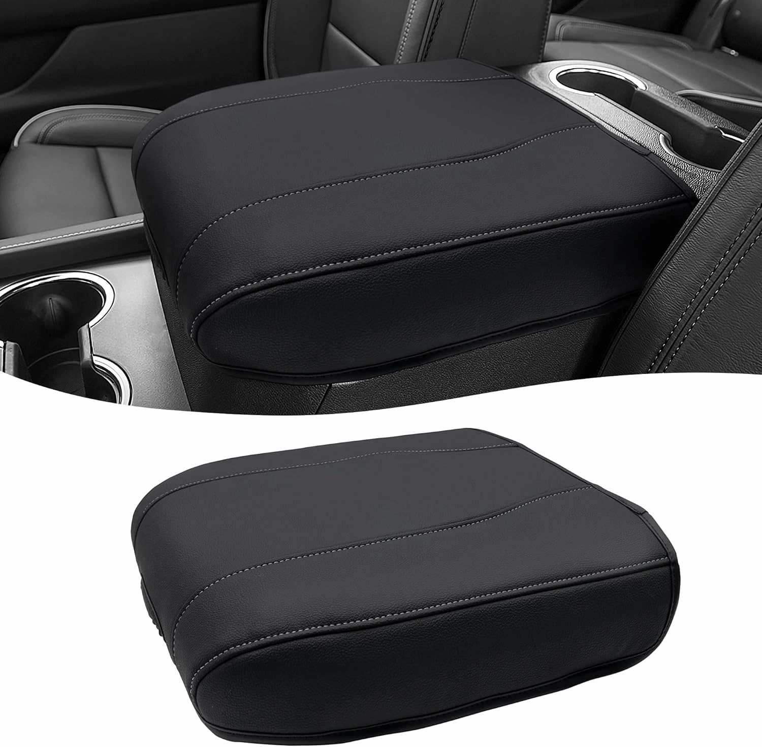 Center Console Cover for Chevy Silverado 1500 Accessories & GMC Sierra 2019-2025, Yukon & Tahoe & Suburban 2021-2025, Vinyl Armrest Middle Console Cover, Bucket Seat Only, Scratchproof vinyl accessories,turntable parts,record player tools,