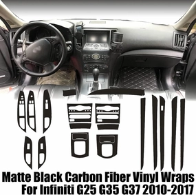 Center Console Dashboard Vinyl Wrap Cover Matte Black Carbon Fiber Interior Pre-Cut Armrest Console Panel Protective Decoration Sticker Accessories for Infiniti G25 G35 G37 2010-2017 vinyl accessories,turntable parts,record player tools,