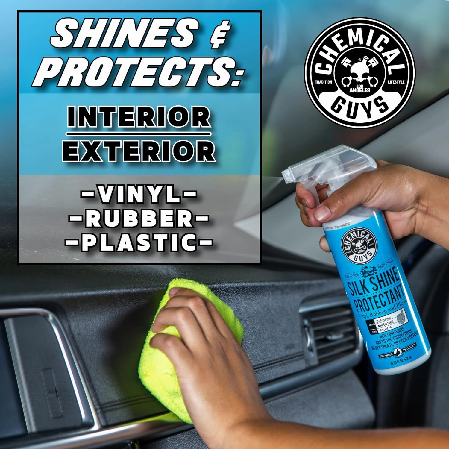 Chemical Guys TVD_109 Silk Shine Sprayable Dry-To-The-Touch Dressing and Protectant for Tires, Trim, Vinyl, Plastic and More, Safe for Cars, Trucks, Motorcycles, RVs & More, 128 fl oz (1 Gallon)
