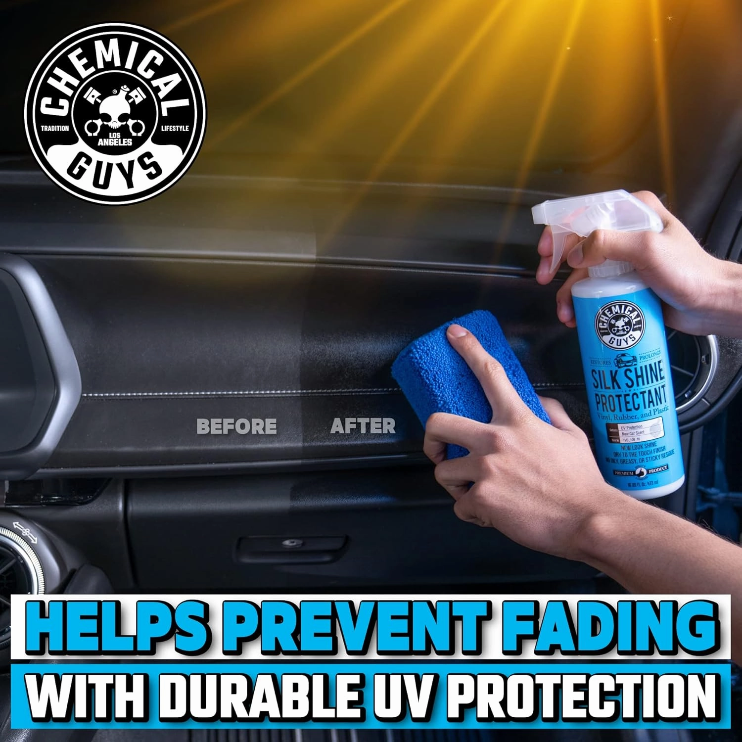 Chemical Guys TVD_109 Silk Shine Sprayable Dry-To-The-Touch Dressing and Protectant for Tires, Trim, Vinyl, Plastic and More, Safe for Cars, Trucks, Motorcycles, RVs & More, 128 fl oz (1 Gallon)