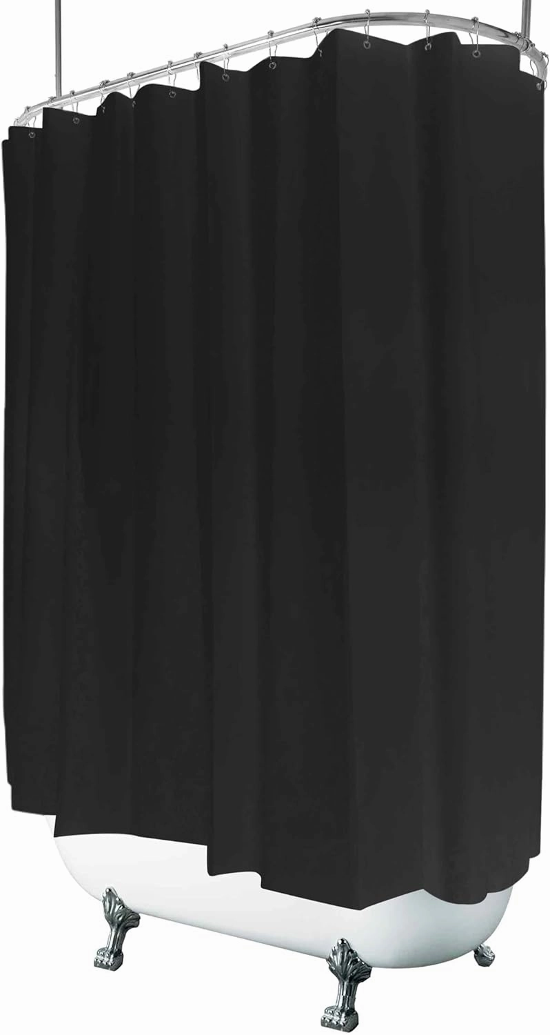 Clawfoot Tub Shower Curtain Liner Black 180x70 Inch Liner All Warp Around Extra Wide Vinyl Bath Curtain for Clawfoot Stand Up Tub Bathroom PEVA Waterproof Liner 36 Metal Hooks vinyl accessories,turntable parts,record player tools,
