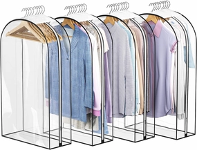 Clear Garment Bags for Hanging Clothes 10 Gusseted, Suit Bags for Closet Storage, Hanging Plastic Clothes Cover for Coat, Dress, Fur, Shirt, 4 Pack, 40 Long vinyl storage,record holder,LP organizer,