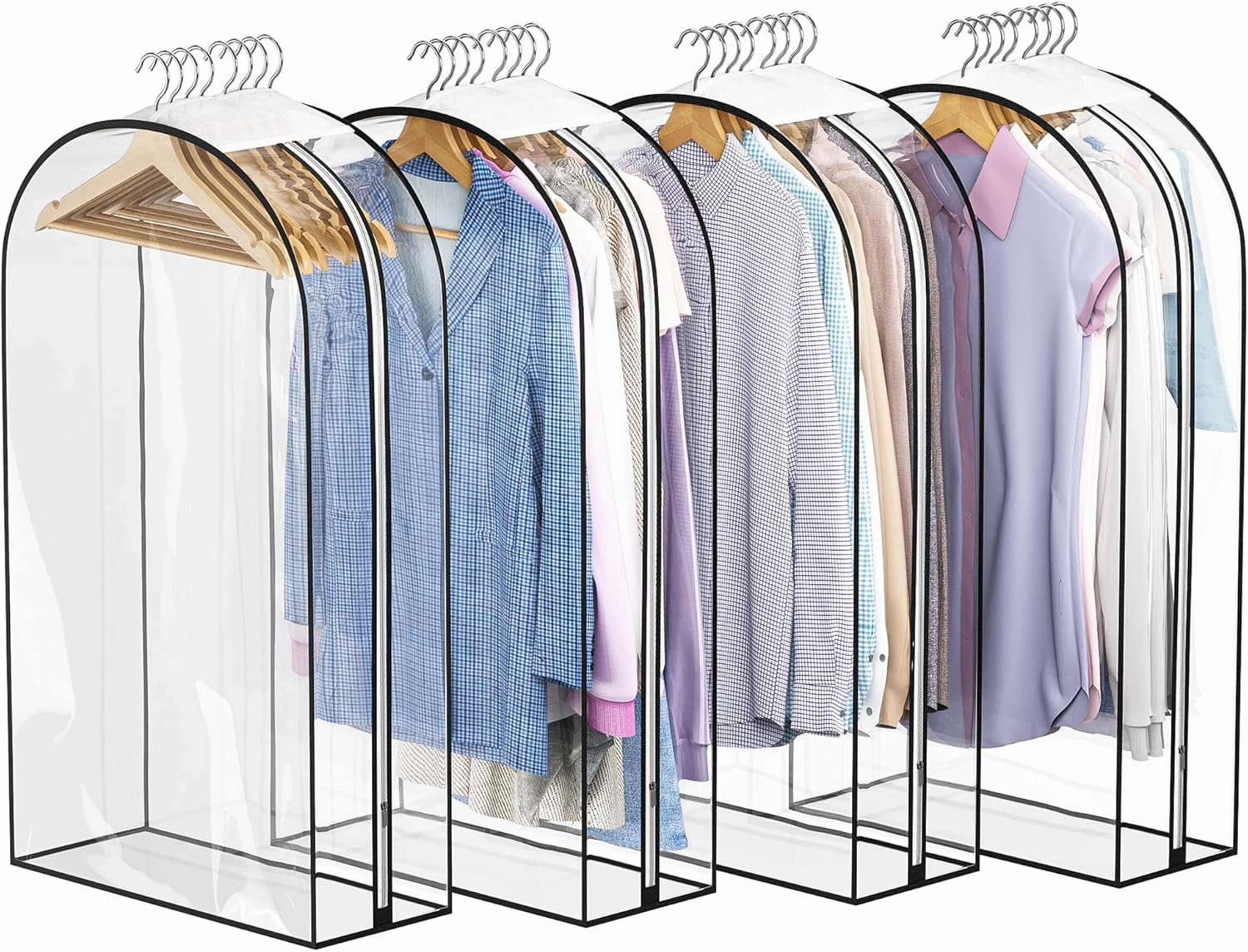 Clear Garment Bags for Hanging Clothes 10 Gusseted, Suit Bags for Closet Storage, Hanging Plastic Clothes Cover for Coat, Dress, Fur, Shirt, 4 Pack, 40 Long vinyl storage,record holder,LP organizer,