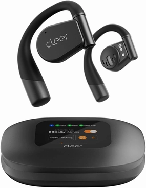 Cleer ARC 3 Open Ear Headphones - Dolby Audio, Snapdragon Sound True Wireless Earbuds, 50Hr Battery, Bluetooth 5.4, IPX 7, Multi-Point, Smart Controls, Wireless Charging Smart Case, Comfort Fit, Black audiophile headphones,high-end headphones,studio over-e