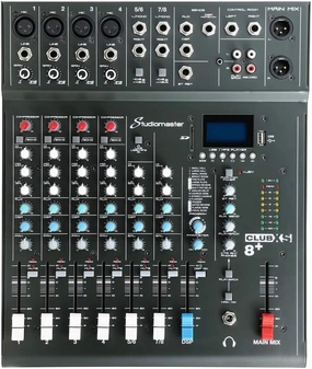 CLUBXS8 8-Inputs 4 Mic / 2 Stereo Channel Audio Mixer Analog Mixing Console with Mix Board DSP USB MP3 8 inputs 4 mic channels 2 stereo channels mixer console,audio mixing desk,DJ console,
