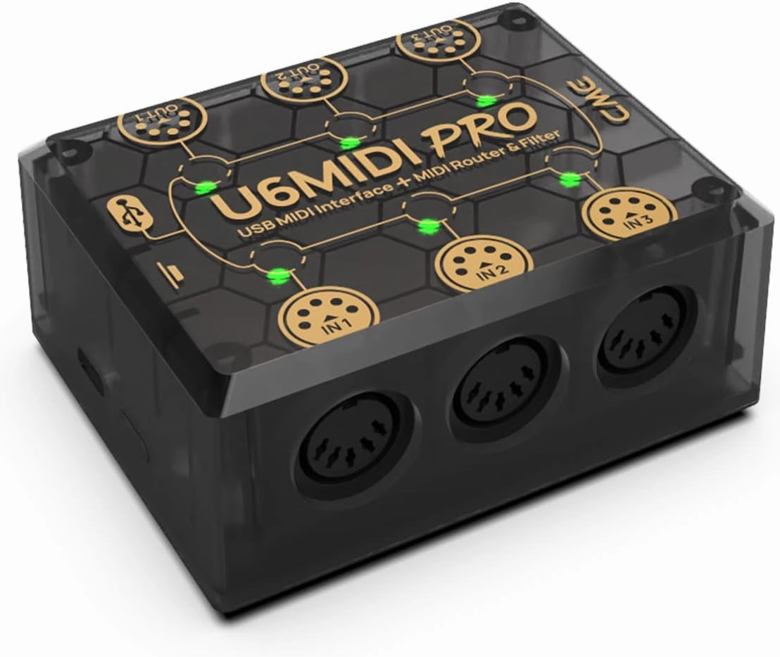 CME U6MIDI Pro - MIDI Interface with Router, Mapper, and Filter - Plug-and-play USB MIDI for computers - Standalone 3-in-3-out MIDI for Merge, Split, Thru audio interface,USB interface,music recording input,