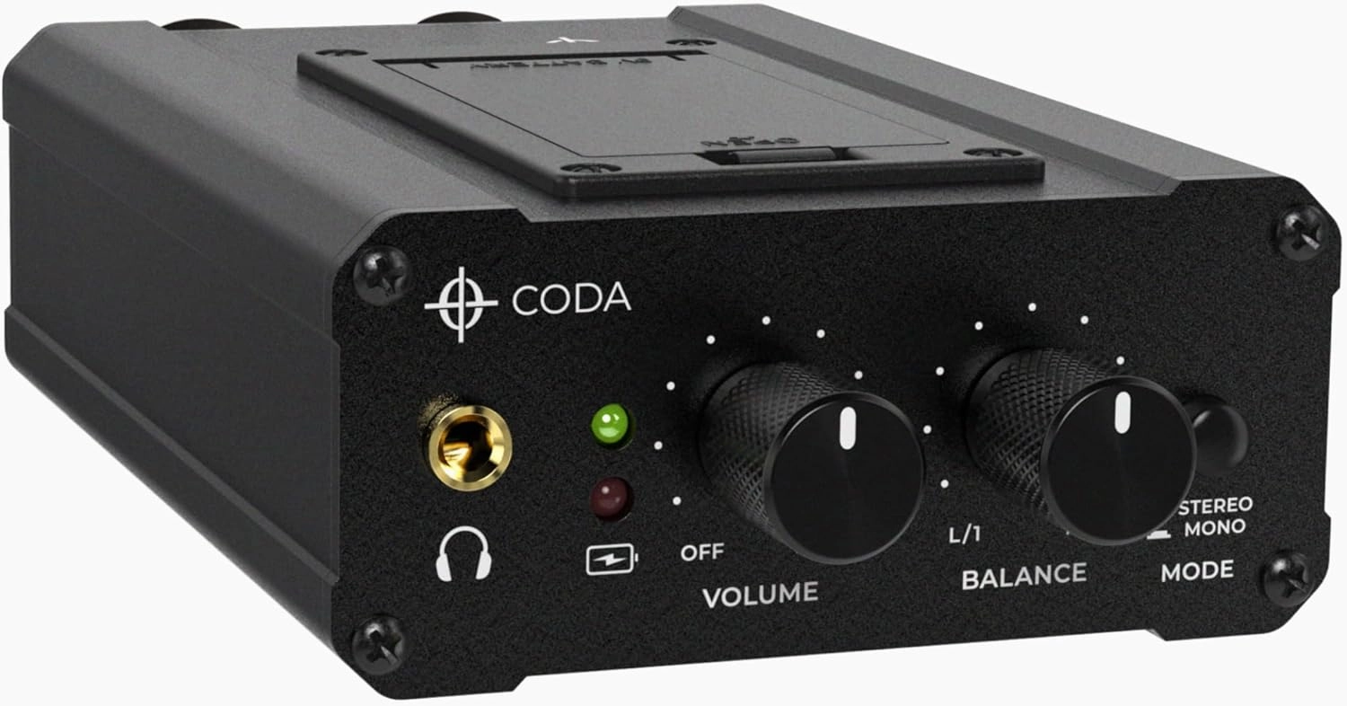 Coda Ultra-Compact Personal in Ear Monitor Amplifier - Double Channel Headphone Amplifier System with XLR & TRS Input - Portable IEM Amp with Mono & Stereo Mix Panning - Sturdy Housing with Belt Clip headphone amplifier,portable amp,desktop headpho