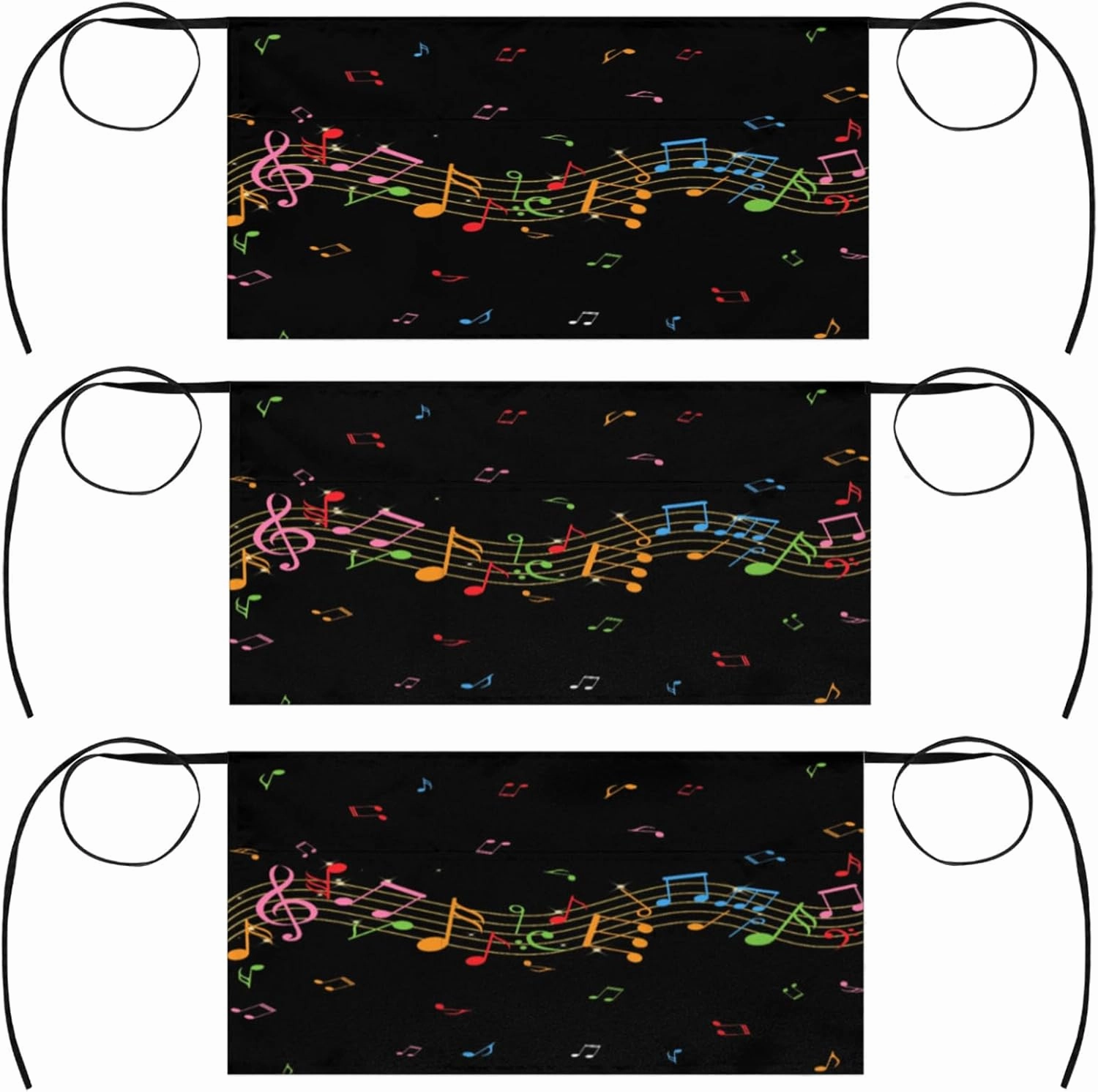 Colored Notes Music Server Aprons with 3 Pockets Oil-proof Half Aprons Restaurant Bistro Cafe Bars Waitress Waiter Wasit Apron for Women Men 3 Pcs music server,hi-fi media server,digital audio storage,