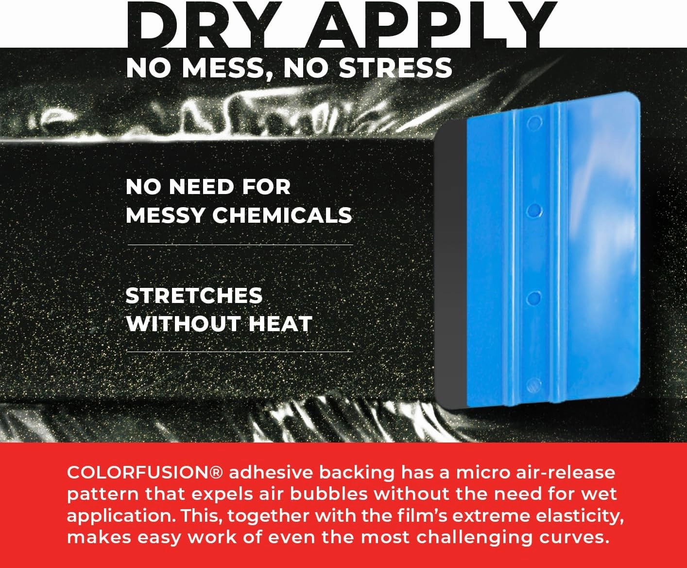 ColorFusion PPF by VViViD, Gloss Metallic Black Dry Apply PPF Vinyl Car Wrap Roll 20ft x 5ft