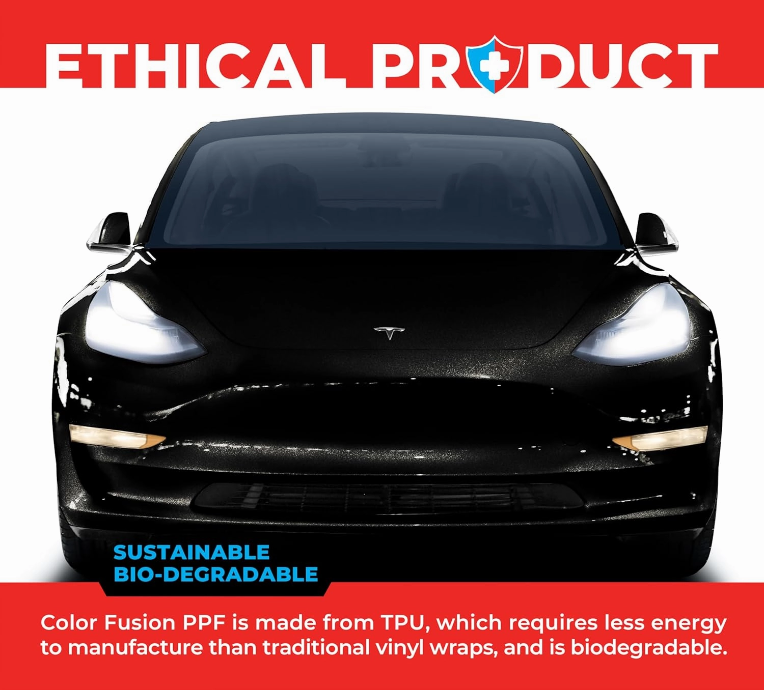 ColorFusion PPF by VViViD, Gloss Metallic Black Dry Apply PPF Vinyl Car Wrap Roll 20ft x 5ft