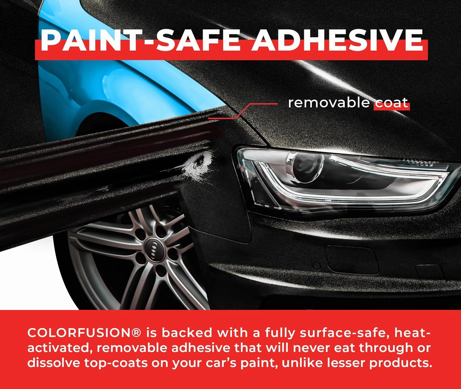 ColorFusion PPF by VViViD, Gloss Metallic Black Dry Apply PPF Vinyl Car Wrap Roll 20ft x 5ft