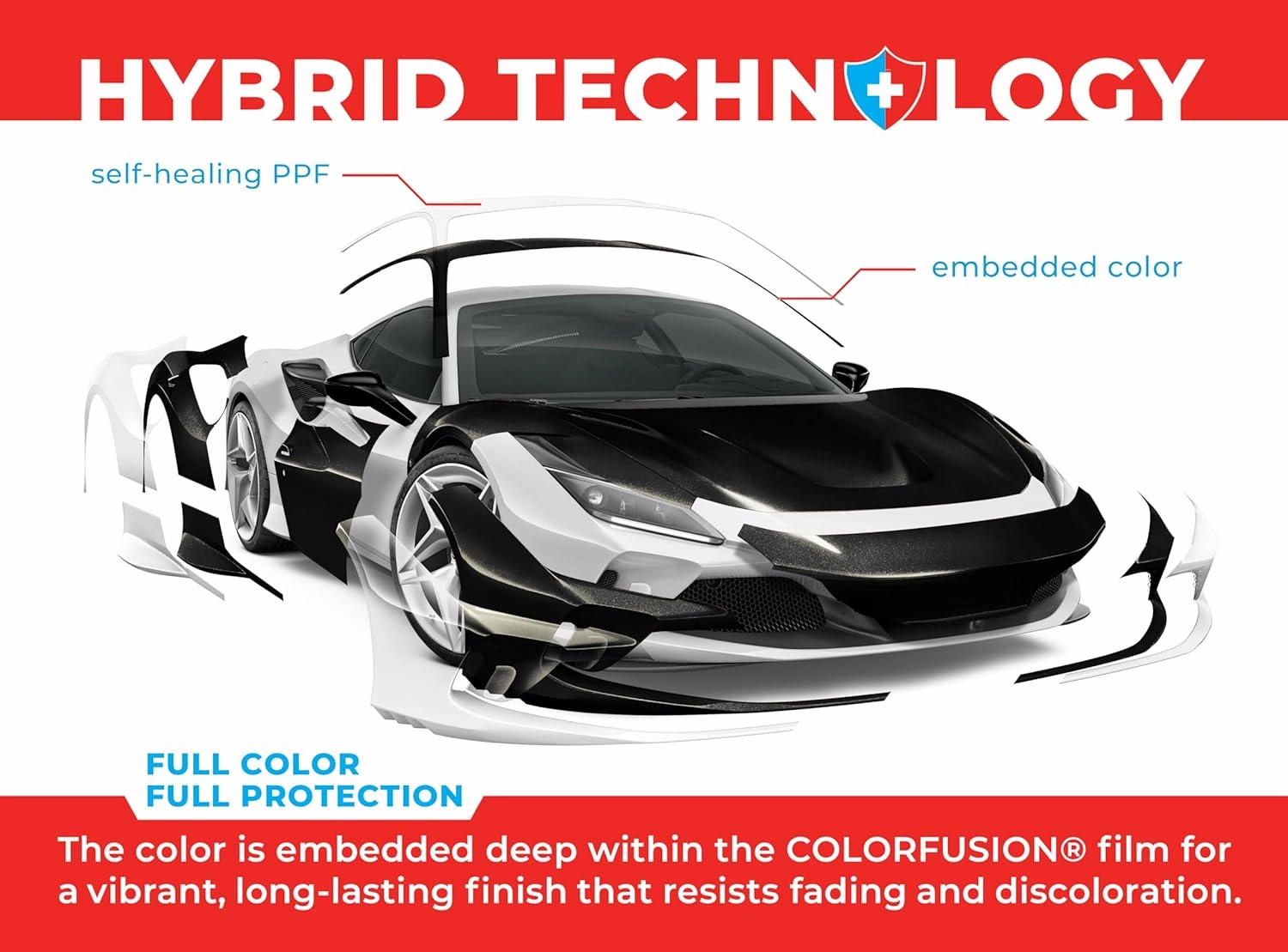 ColorFusion PPF by VViViD, Gloss Metallic Black Dry Apply PPF Vinyl Car Wrap Roll 20ft x 5ft