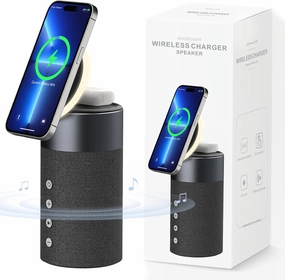 COLSUR Bluetooth Speaker, Magnetic Wireless Charger, Bluetooth Speakers with Night Light, 2 in 1 Wireless Charging Station for iPhone 16/15/14/13/12 Series, AirPods Pro 4/3Gift Ideal floorstanding speakers,tower speakers,stereo floor speakers,