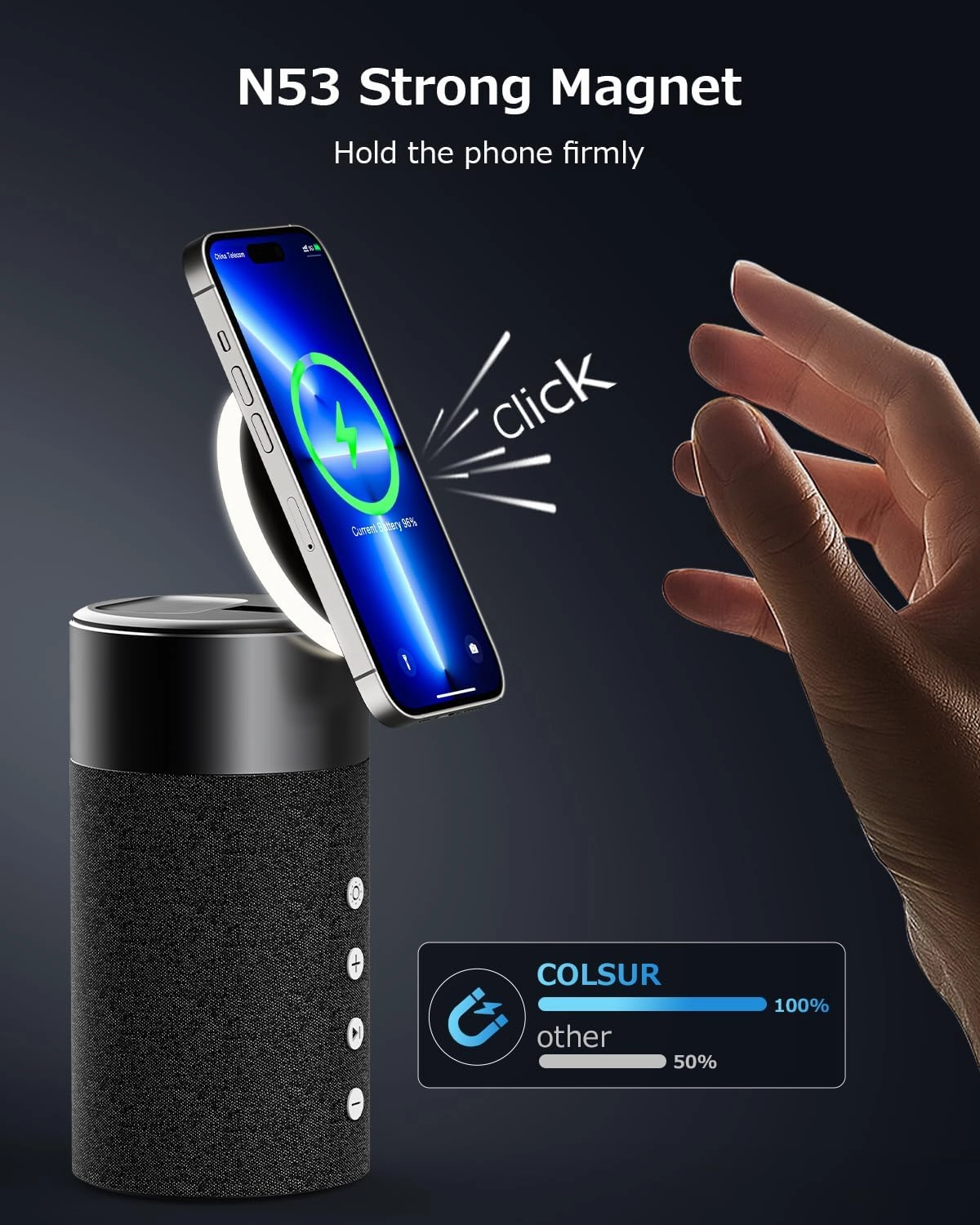 COLSUR Bluetooth Speaker, Magnetic Wireless Charger, Bluetooth Speakers with Night Light, 2 in 1 Wireless Charging Station for iPhone 16/15/14/13/12 Series, AirPods Pro 4/3Gift Ideal