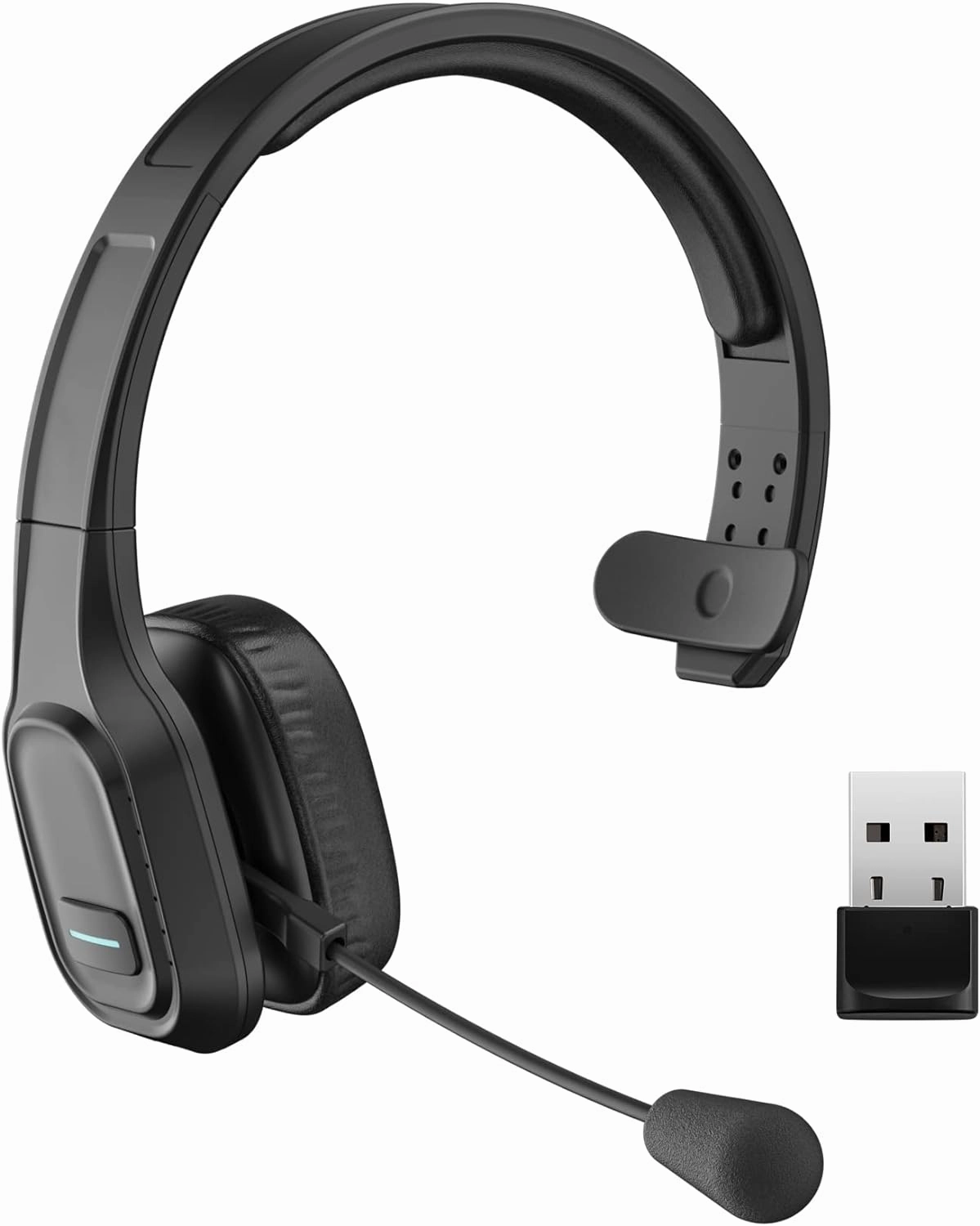 COMEXION Trucker Bluetooth Headset V5.0, Wireless Headset with Noise Canceling&Mute Microphone for Cell Phones, On Ear Bluetooth Headphone for Computer, Zoom Meetings, Skype, Home Office noise cancelling headphones,ANC headphones,travel headphones,