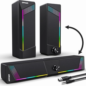 Computer Speakers, PC SoundBar, Gaming Speakers for PC Computer Laptop Desktop, Subwoofer Wired, RGB Speakers, USB Powered 3.5mm AuxPackage Includes Only Two Speaker soundbar,TV speaker bar,home theater soundbar,